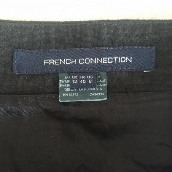 French Connection wool blend black tiny white polka dot skater mini skirt size 8 - Picture 10 of 11